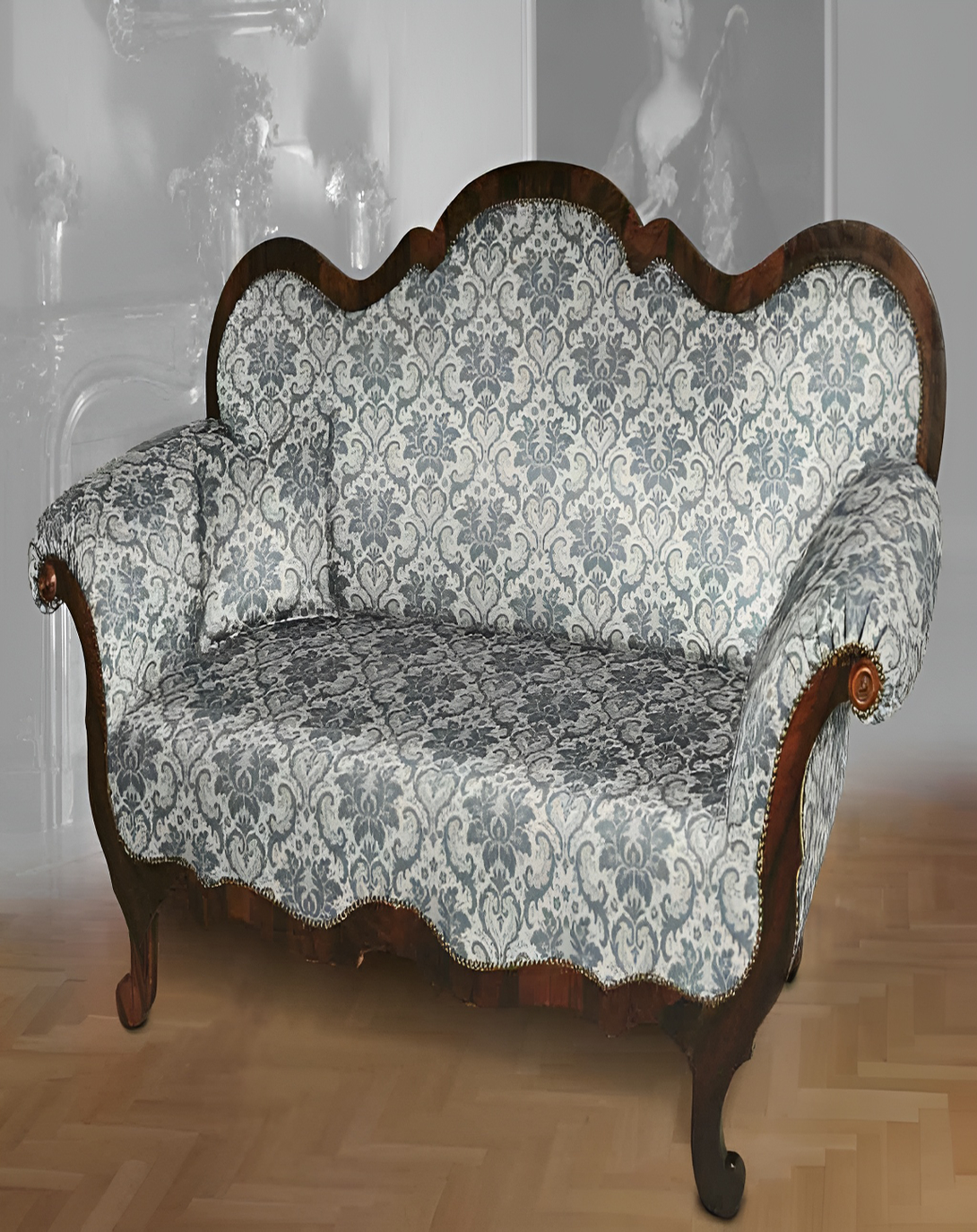 PONTUS LIGHT BLUE DAMASK FABRIC