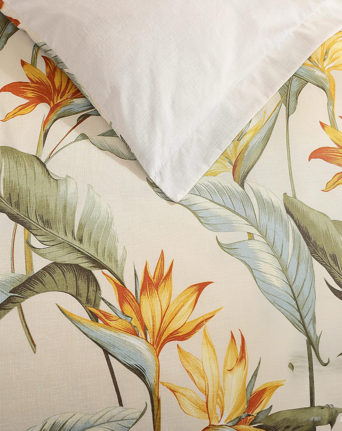 Palm Striped Chenille White Fabric