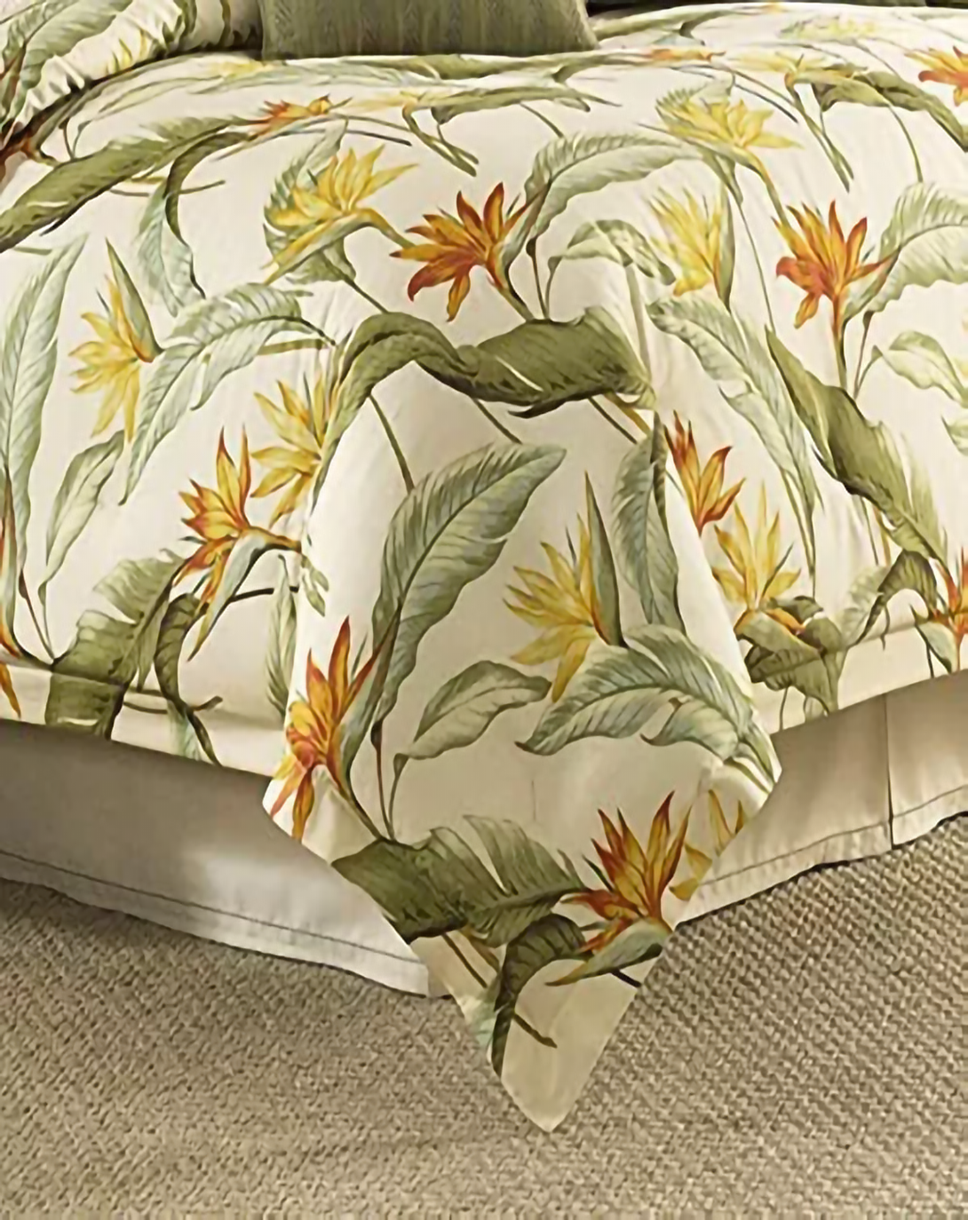 Palm Striped Chenille White Fabric