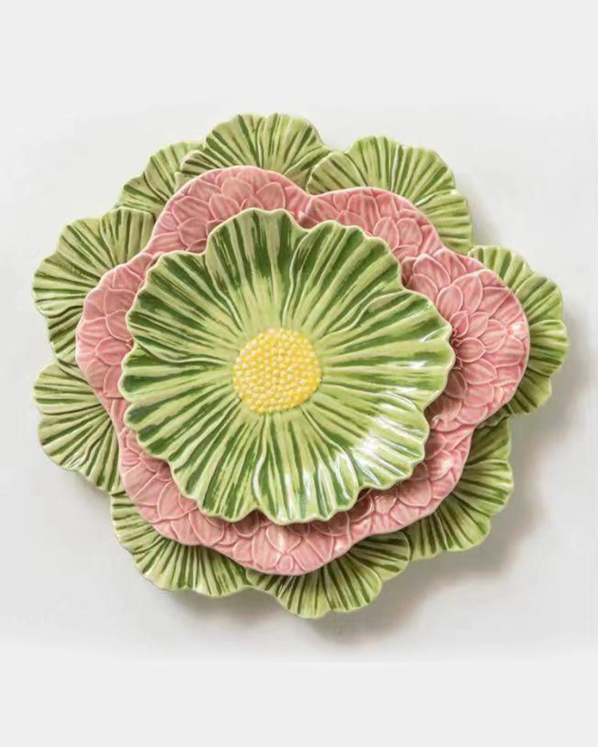 Flower Shape Bone China Pink Green Plates Online
