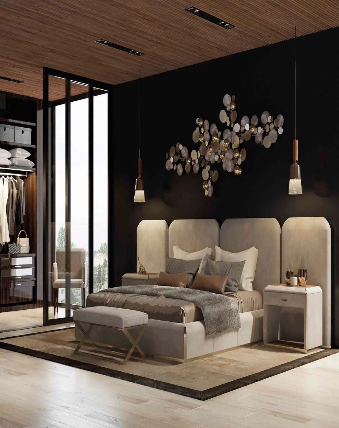 Pearl Leatherier Panel Modern Bed