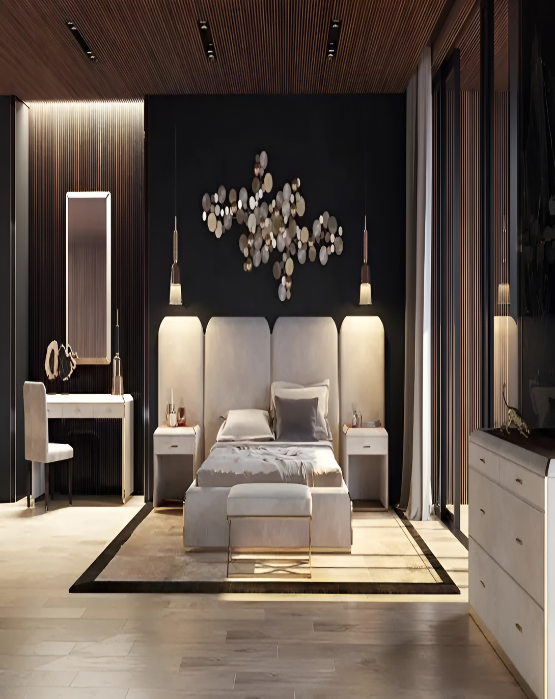 Pearl Leatherier Panel Modern Bed