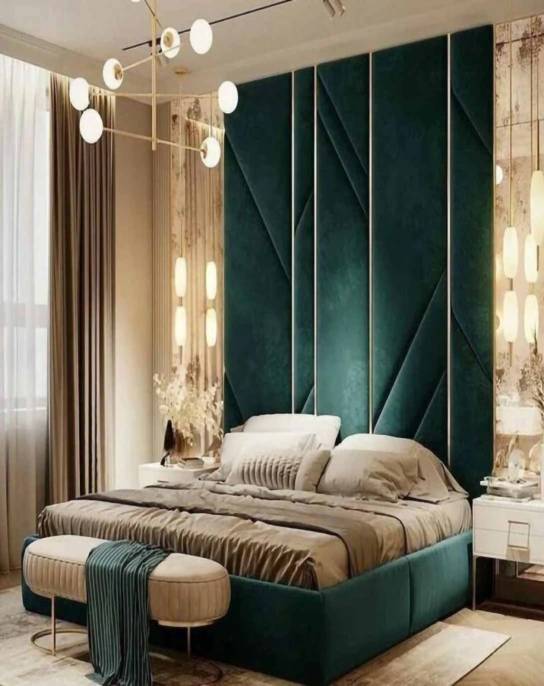 Pearl Upholstered Bed With High Back Panel