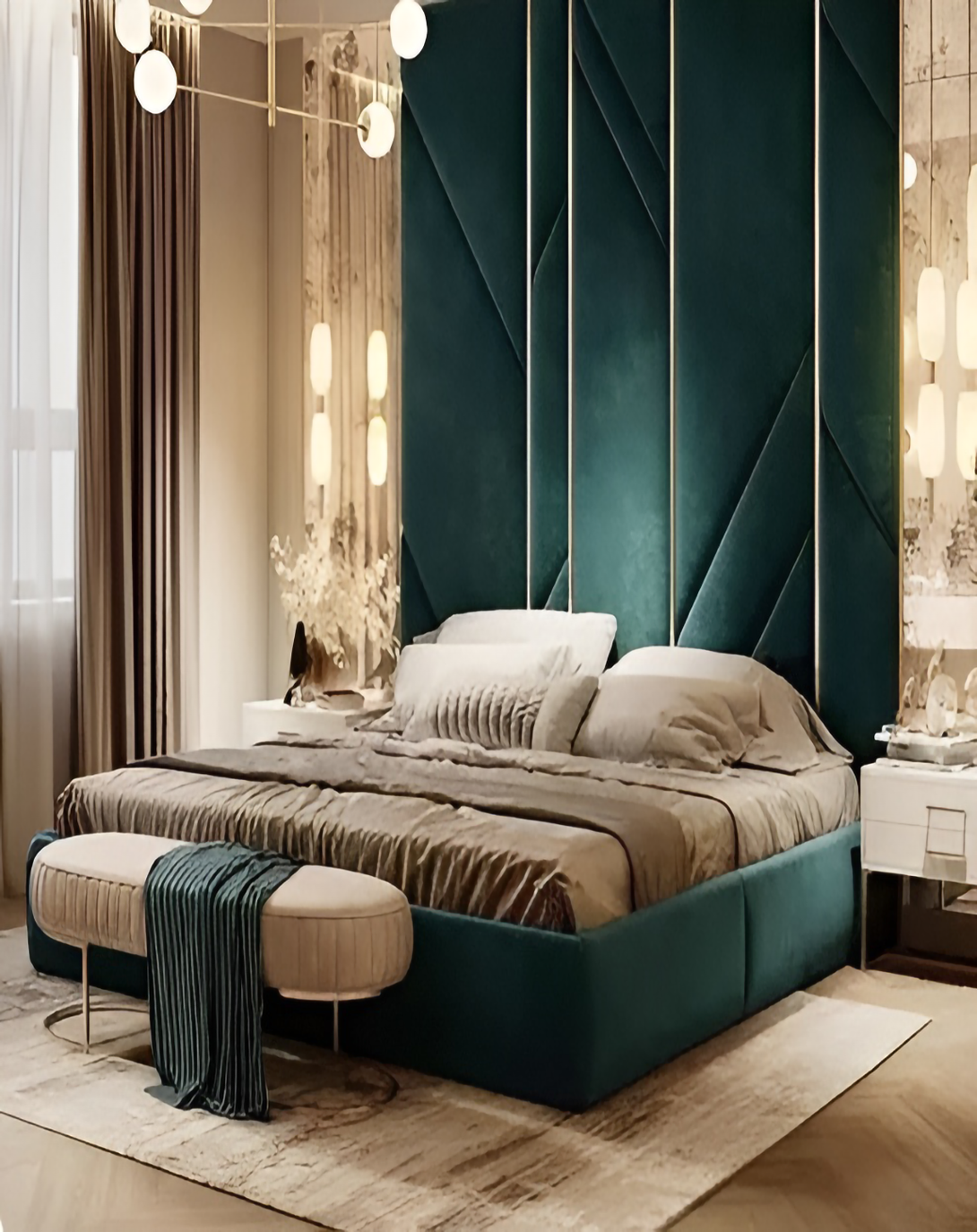 Pearl Upholstered Bed With High Back Panel