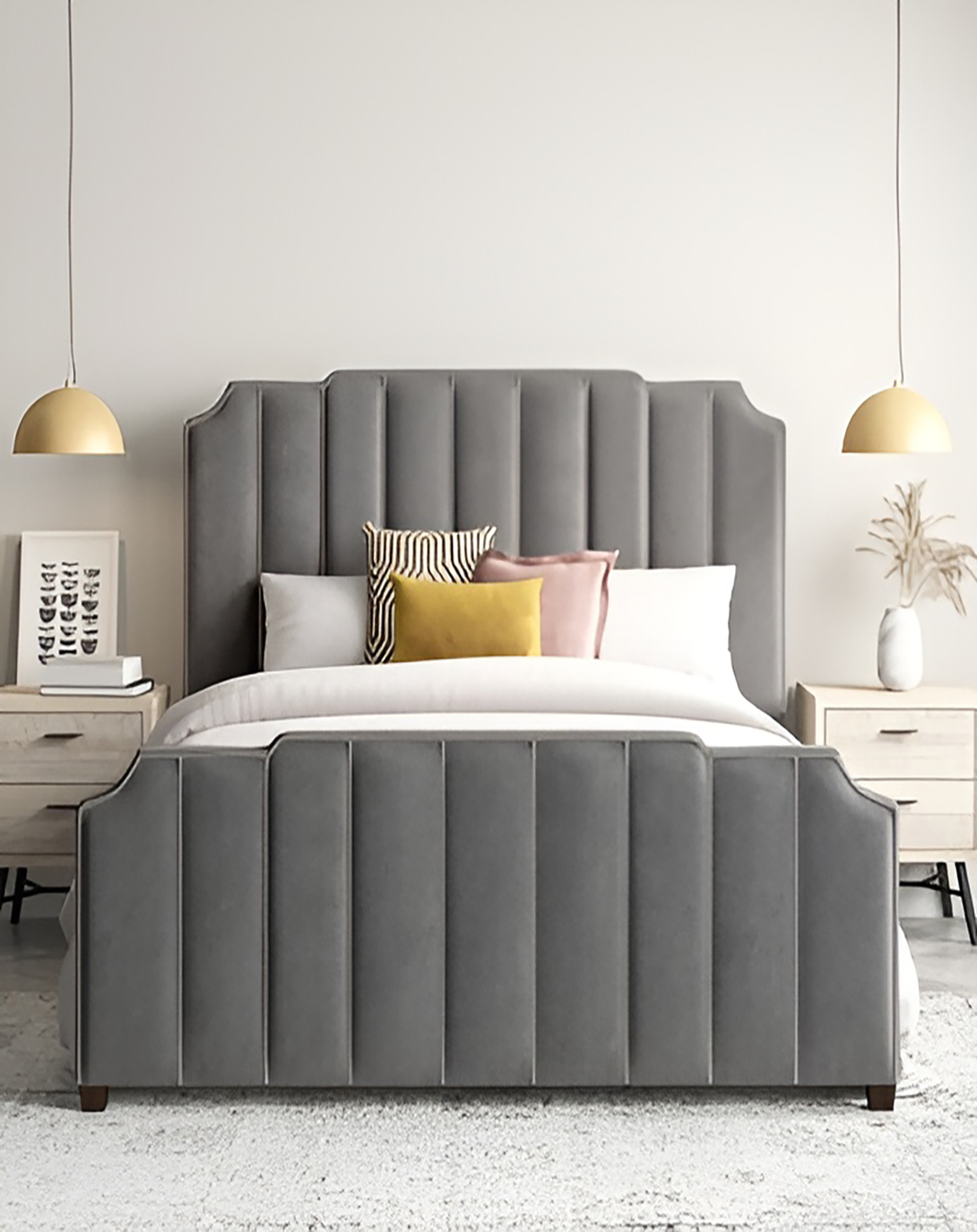 Poppy Grey king and queen poster bed