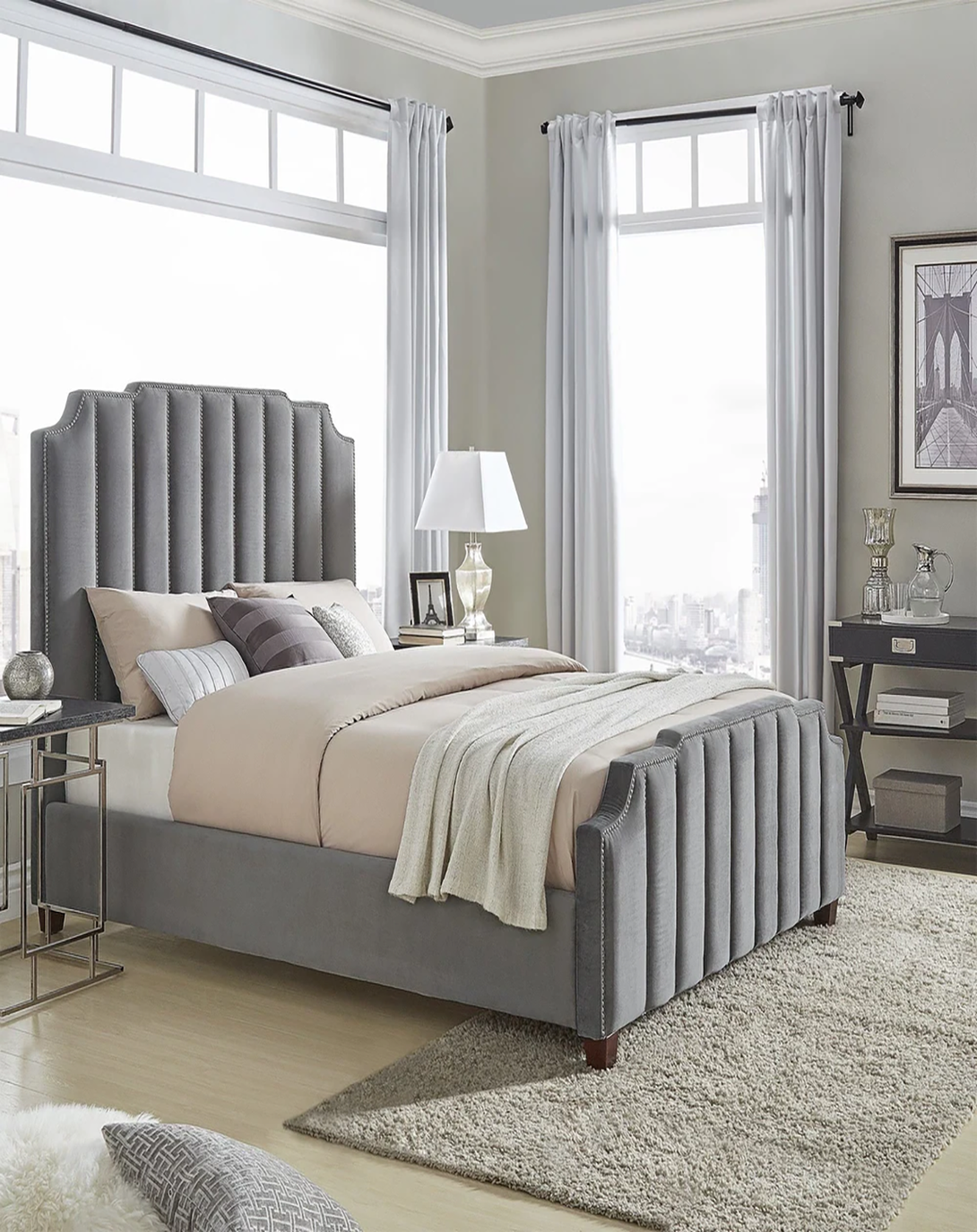 Poppy Grey king and queen poster bed ANGIE HOMES