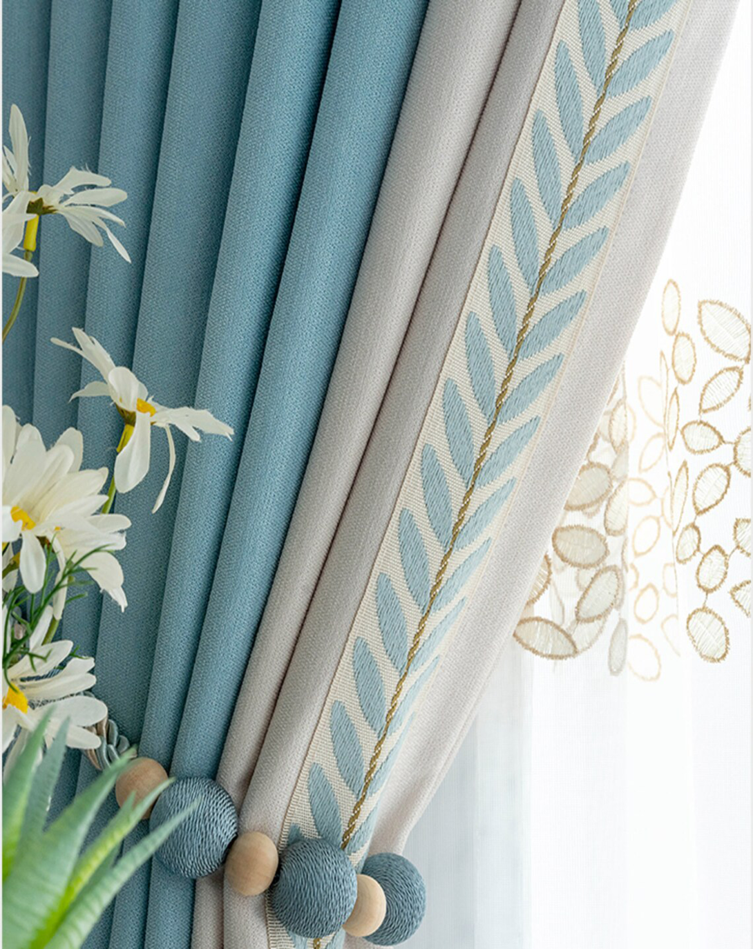 ROHIRA LIGHT BLUE EMBROIRED CURTAINS ANGIE HOMES