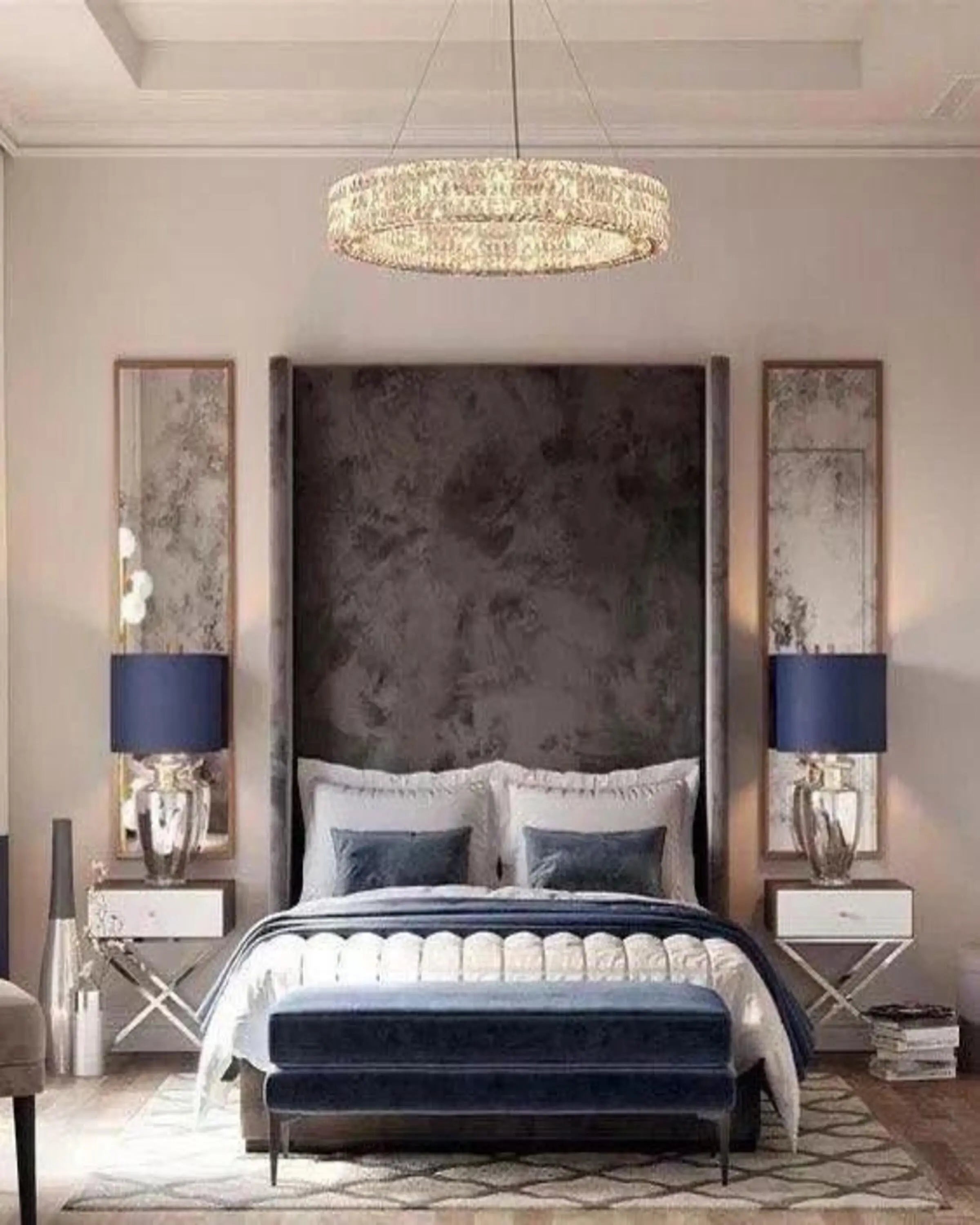 Rayne Grey Luxury Bed With Headboard ANGIE HOMES
