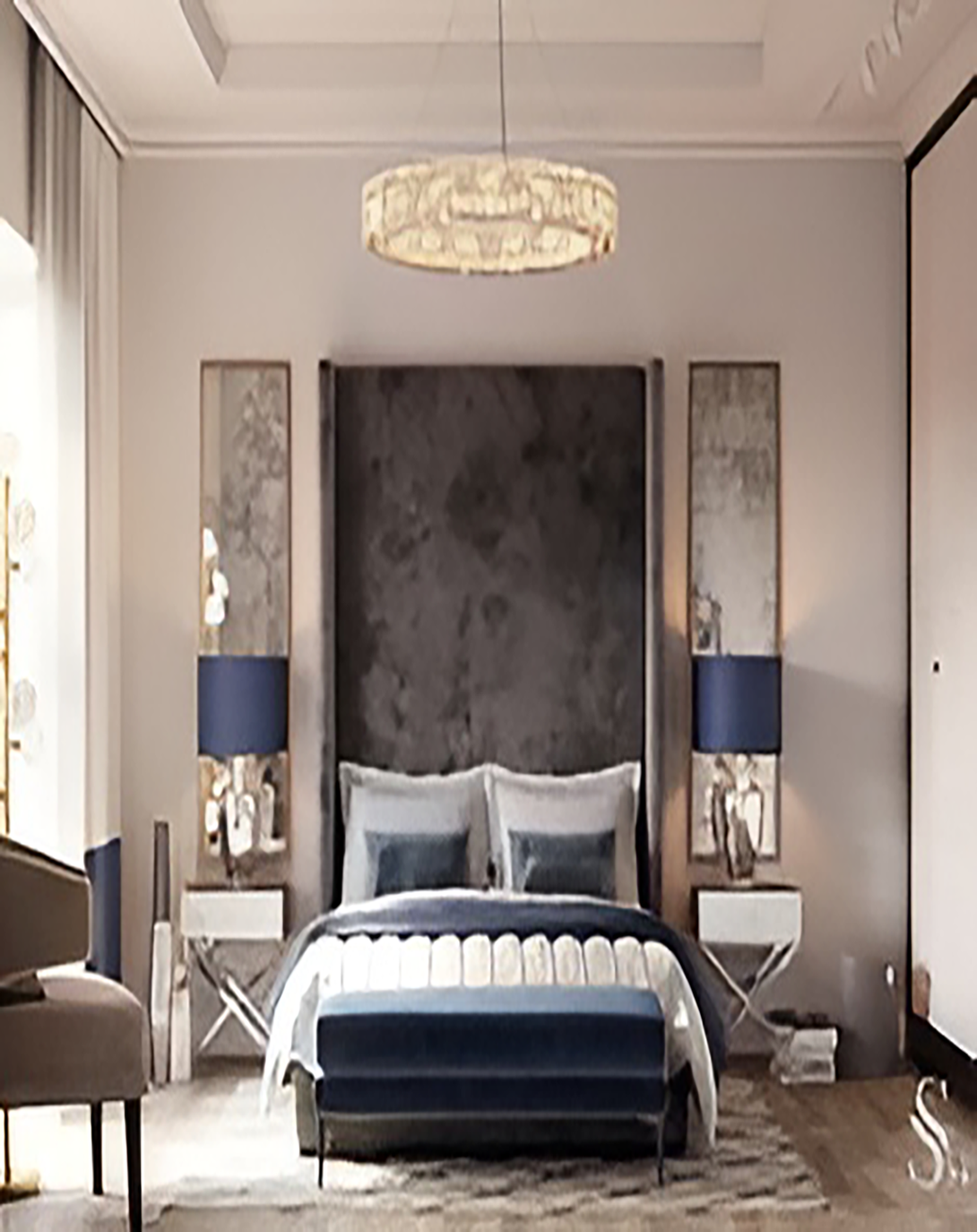 Rayne Grey Double Bed With High Back Headboard ANGIE HOMES