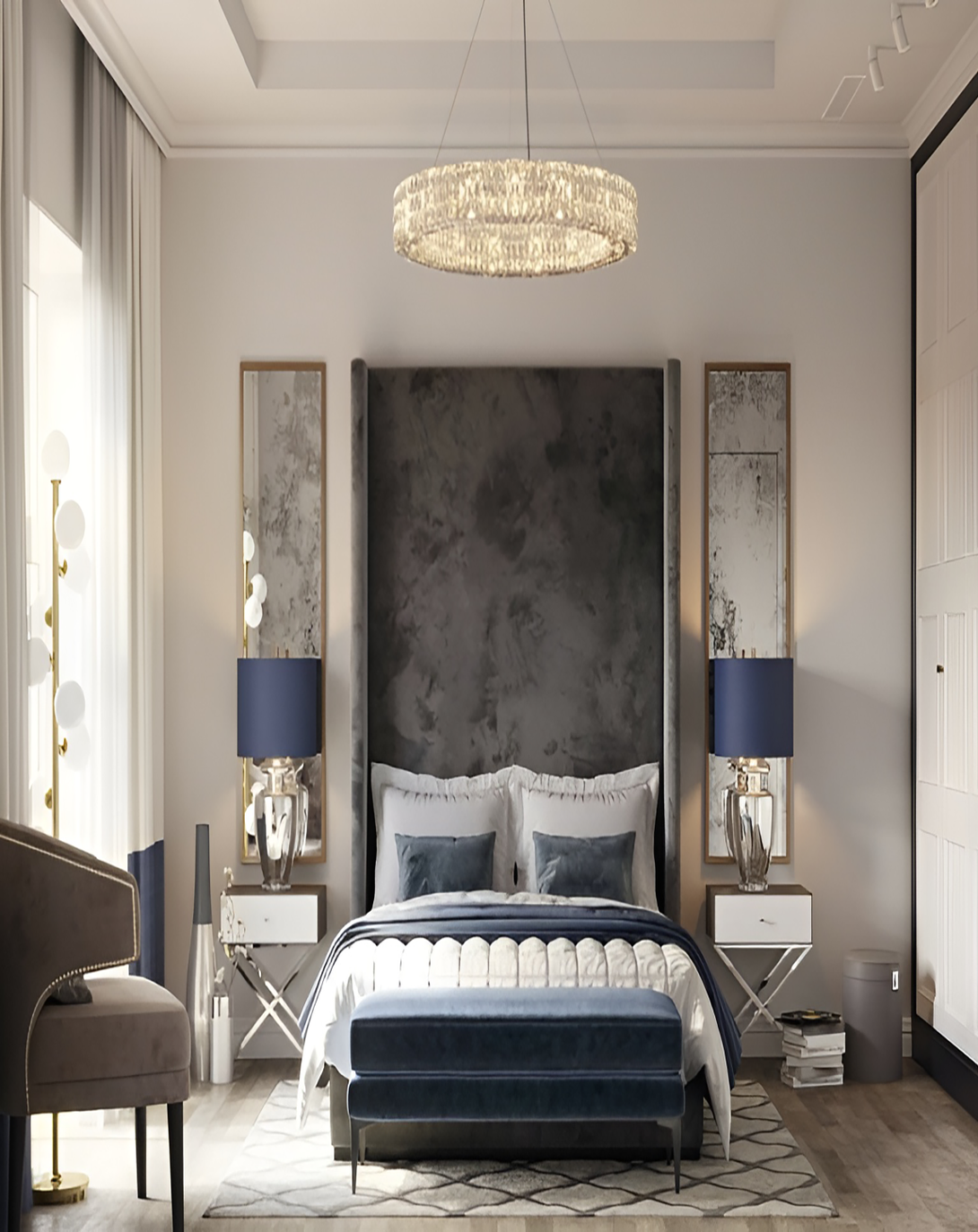 Rayne Grey Double Bed With High Back Headboard ANGIE HOMES