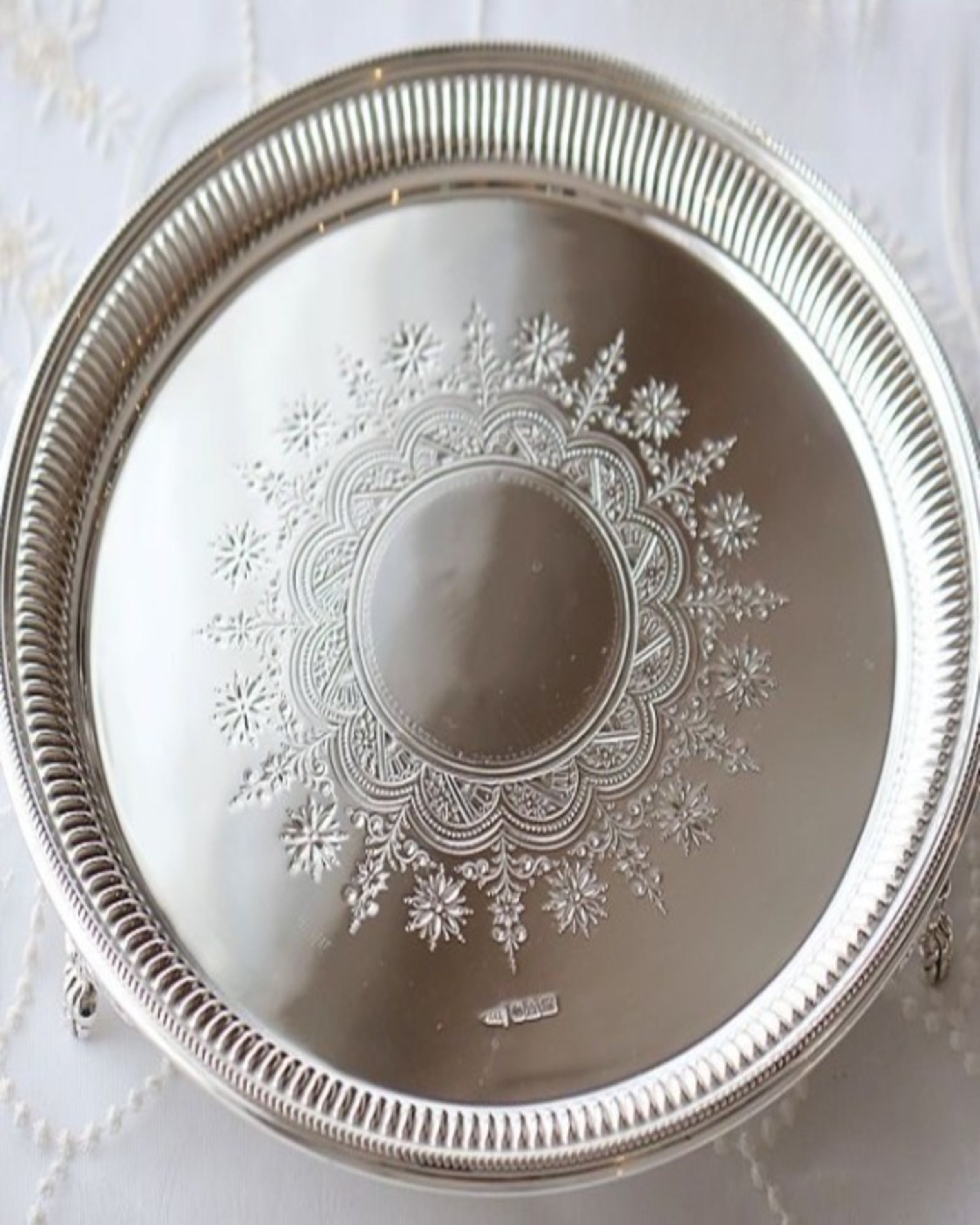 Realm Art Deco Silver Plated Thali ANGIE HOMES