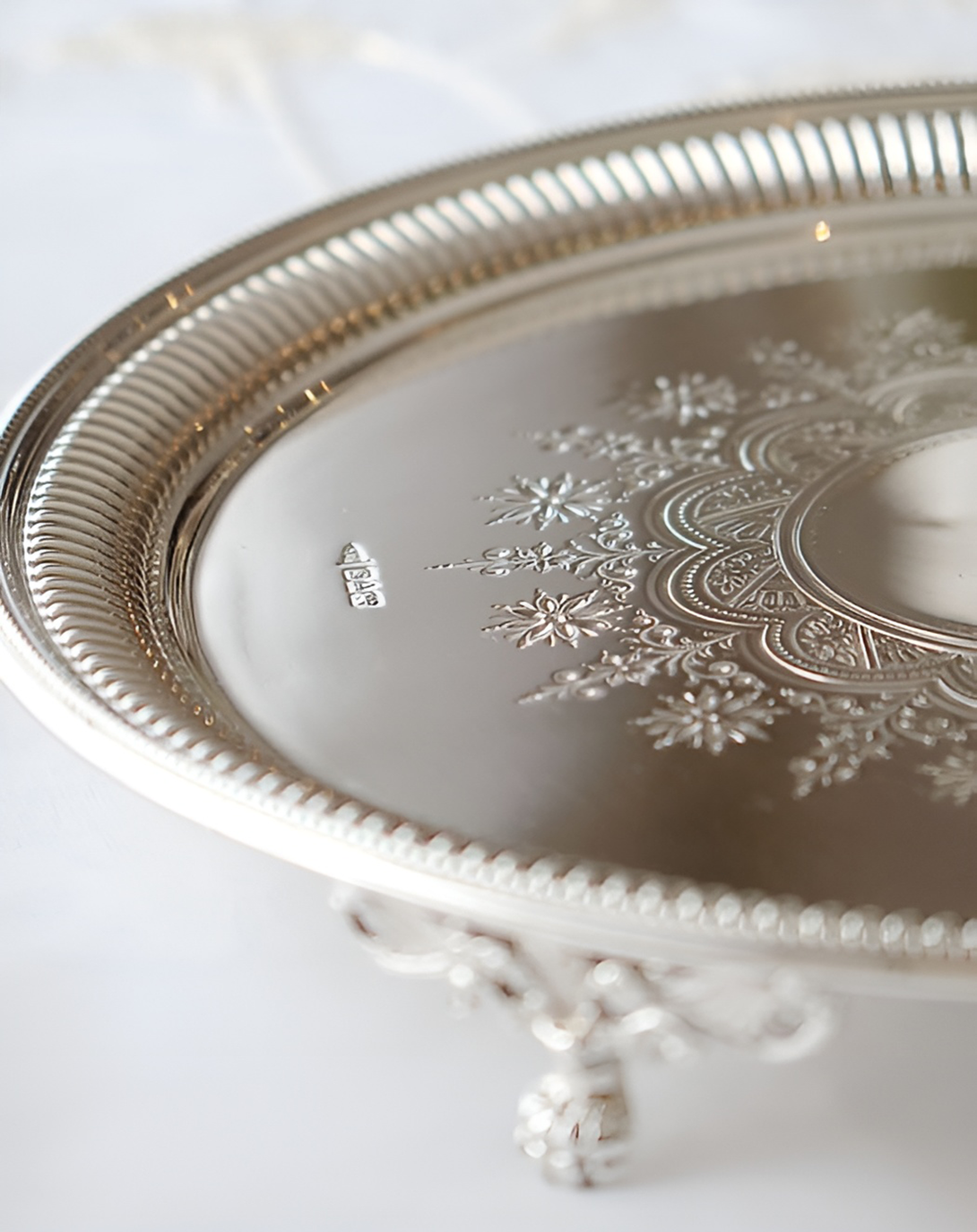 Realm Art Deco Silver Plated Round Thali 