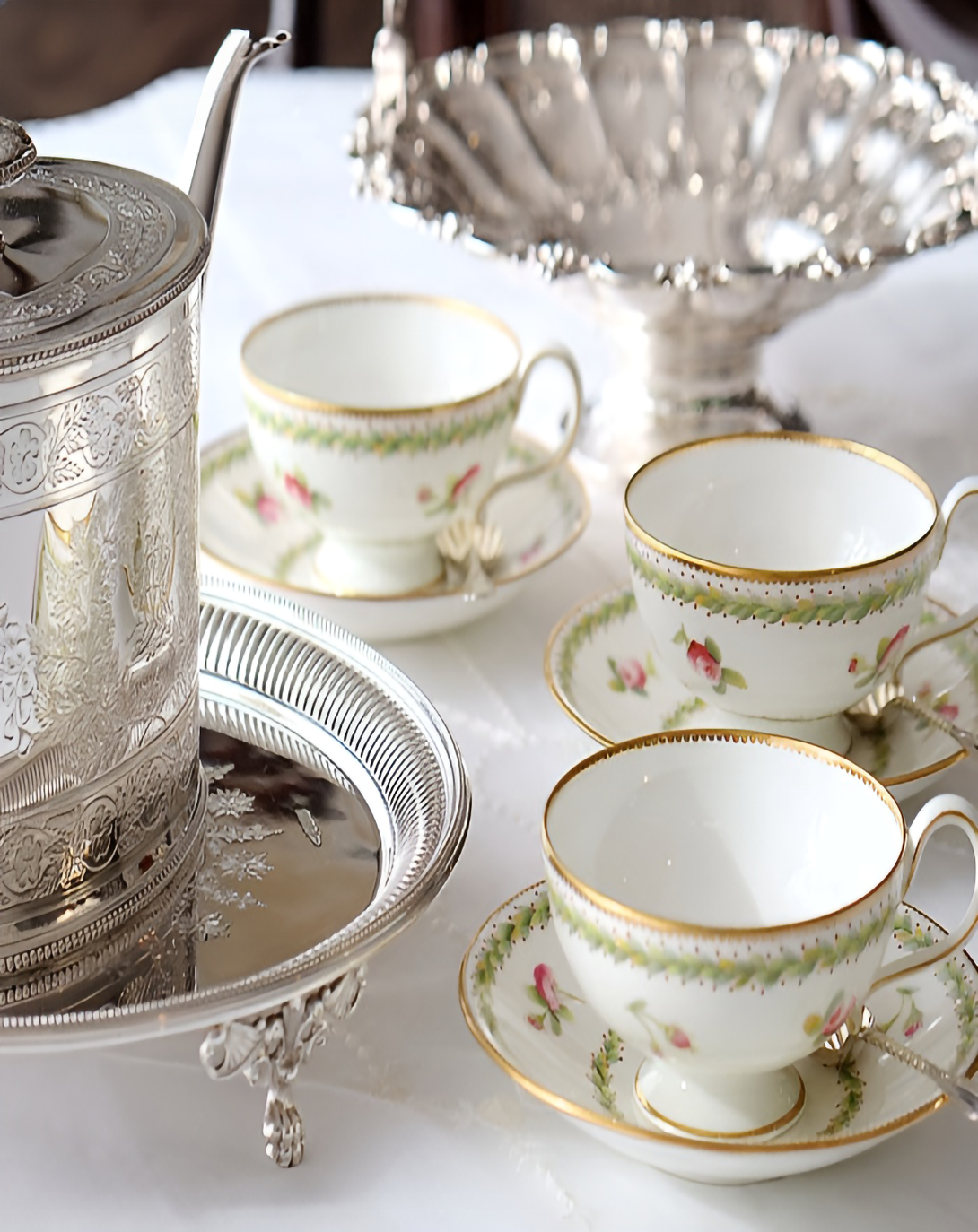 Realm Art Deco Silver Plated Round Thali 