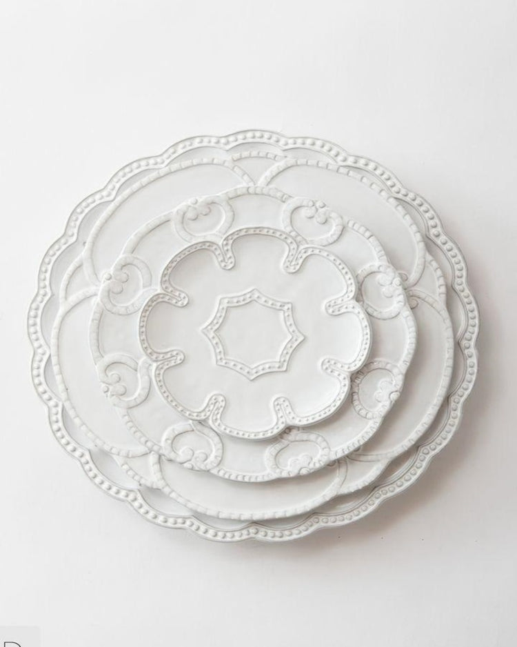 Rim Accent White Plates Set – ANGIE HOMES