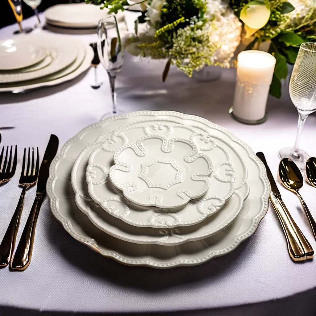 Rim Accent White Plates Set ANGIE HOMES