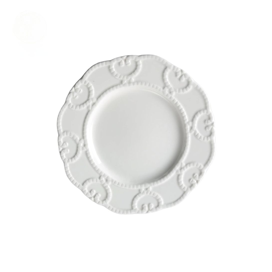 Rim Accent White Plates Set ANGIE HOMES