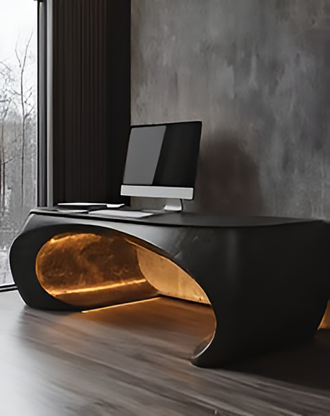 Rims Black Office Desk ANGIE HOMES