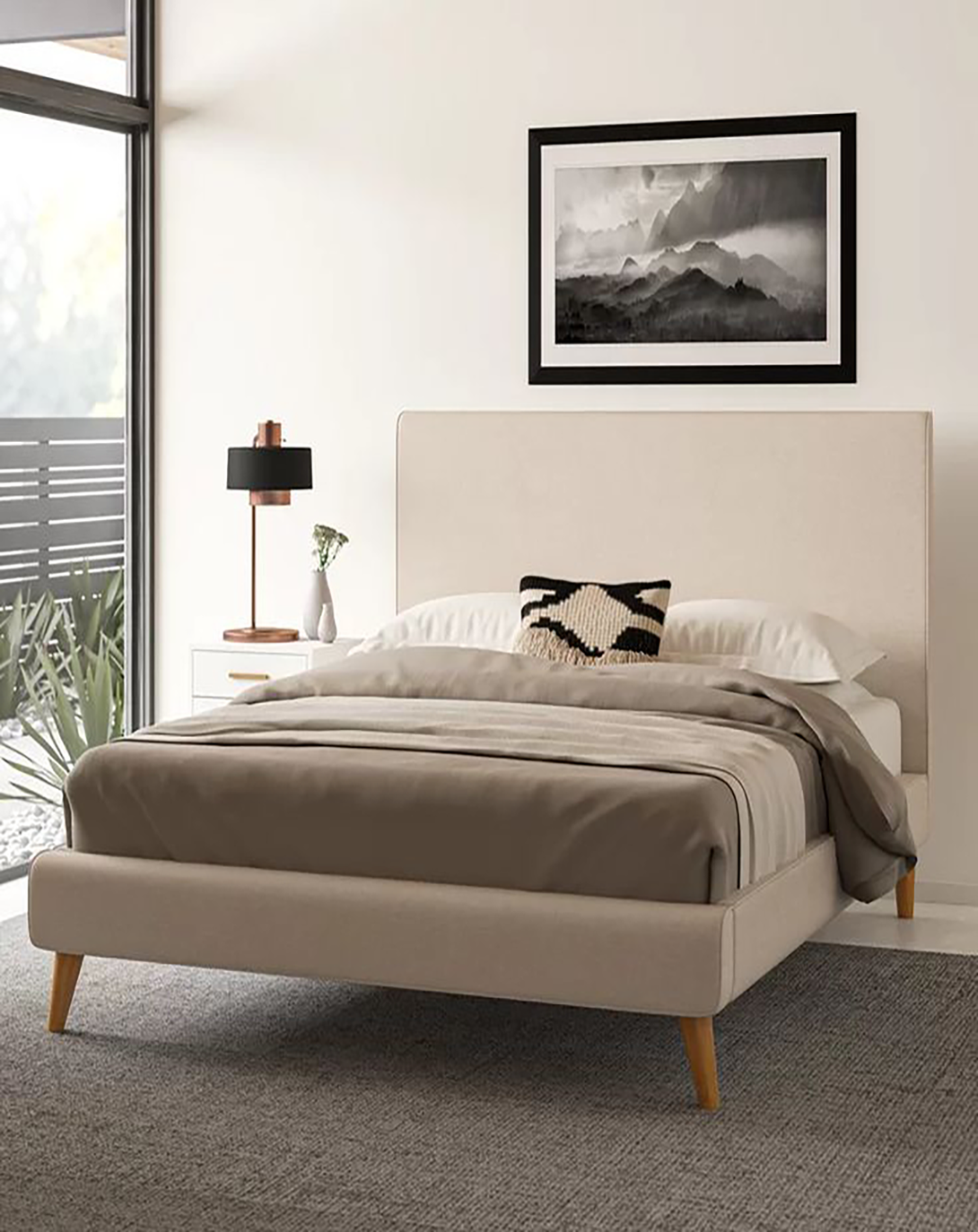 Rory Beige Bed With Head Board ANGIE HOMES