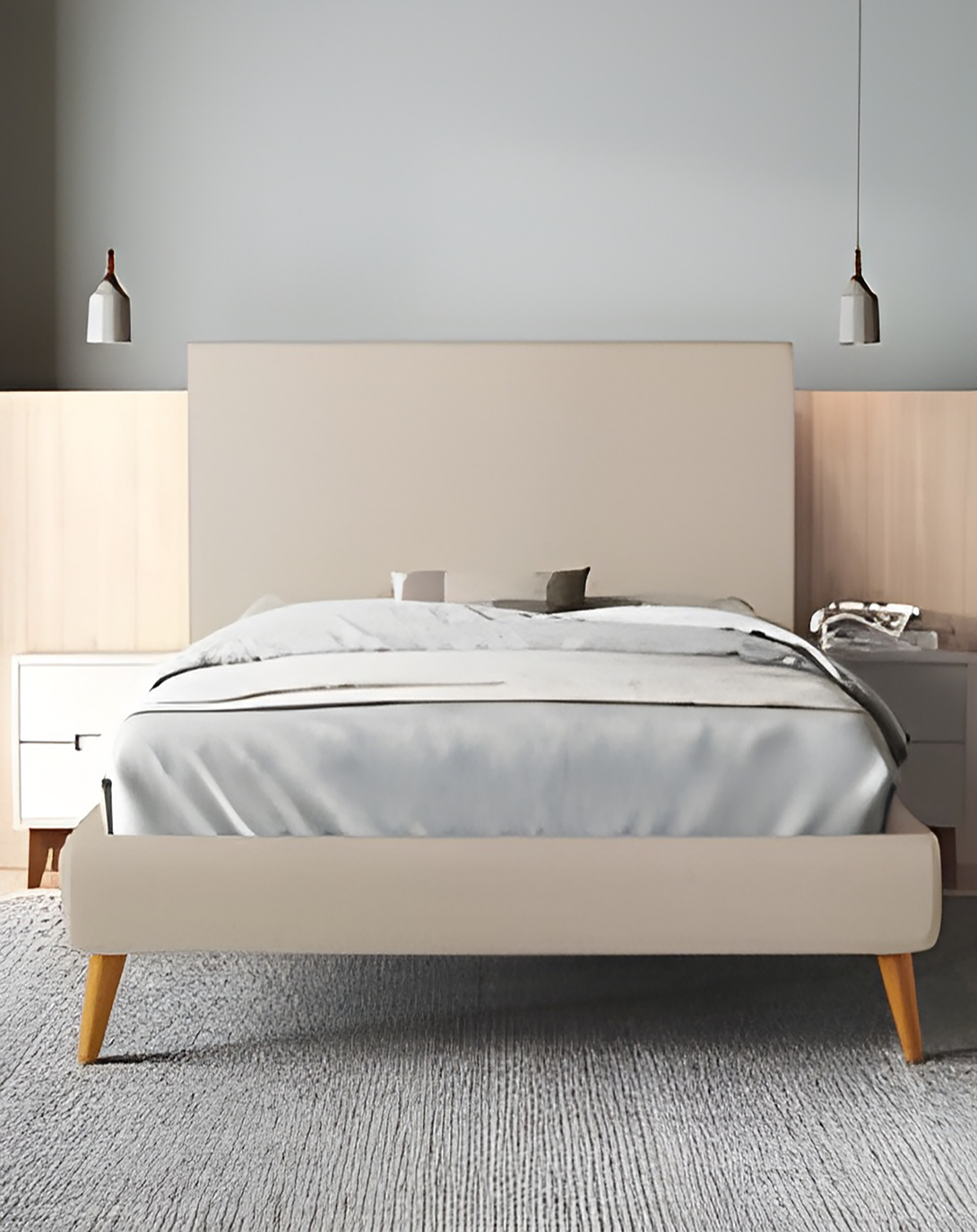 Rory Beige Bed With Head Board ANGIE HOMES