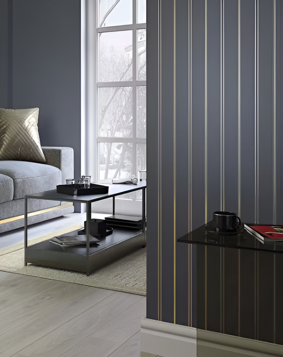 SHIA BLACK & GOLDEN STRIPED FABRIC ANGIE HOMES