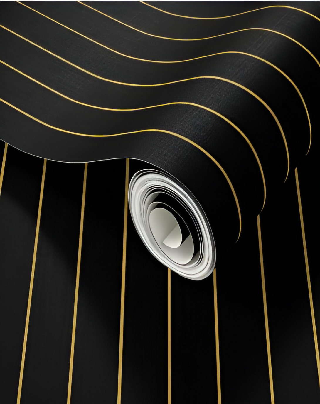 SHIA BLACK & GOLDEN STRIPED FABRIC ANGIE HOMES