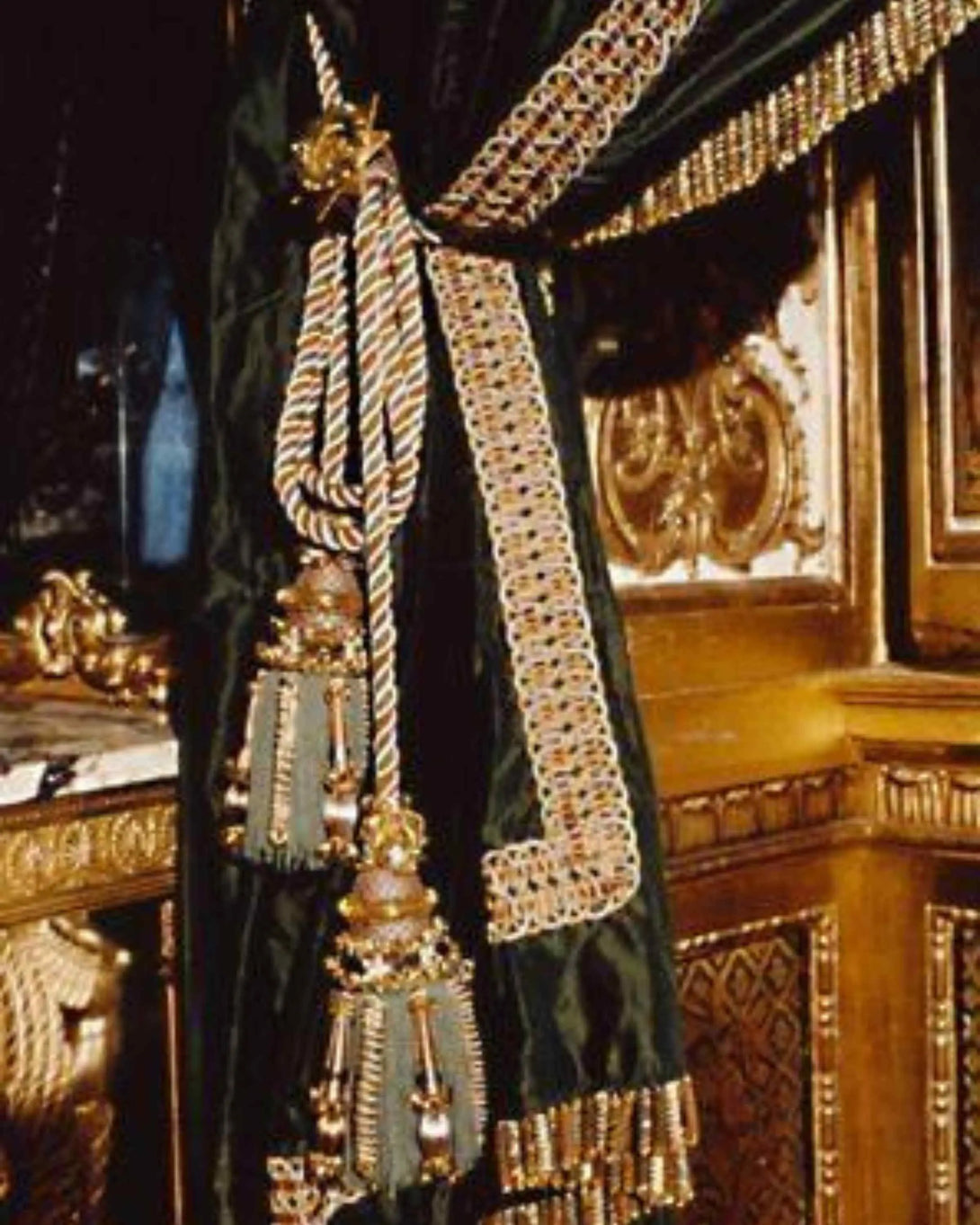 Showy Dark Green Satin Curtains