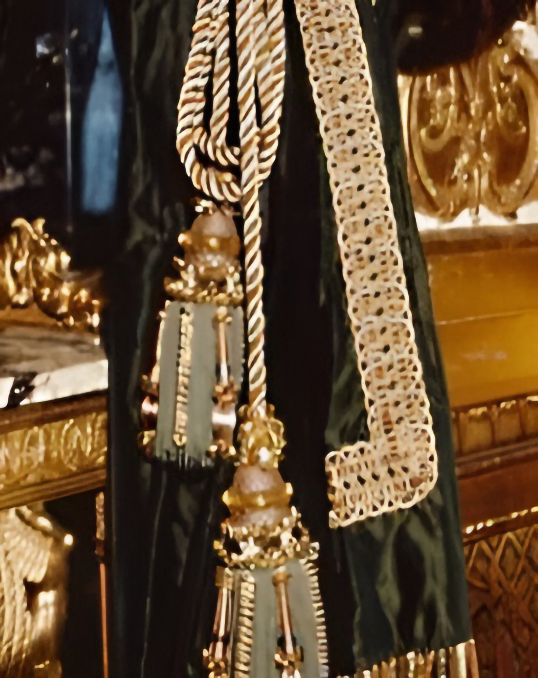 SHOWY DARK GREEN SATIN CURTAINS