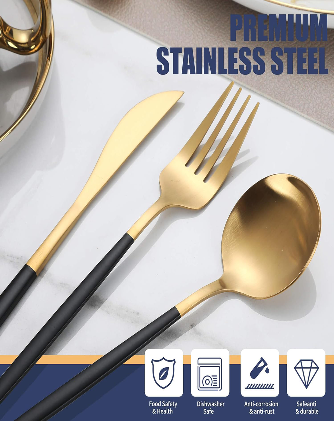 Saam Grey Rose Gold Modern Cutlery Set