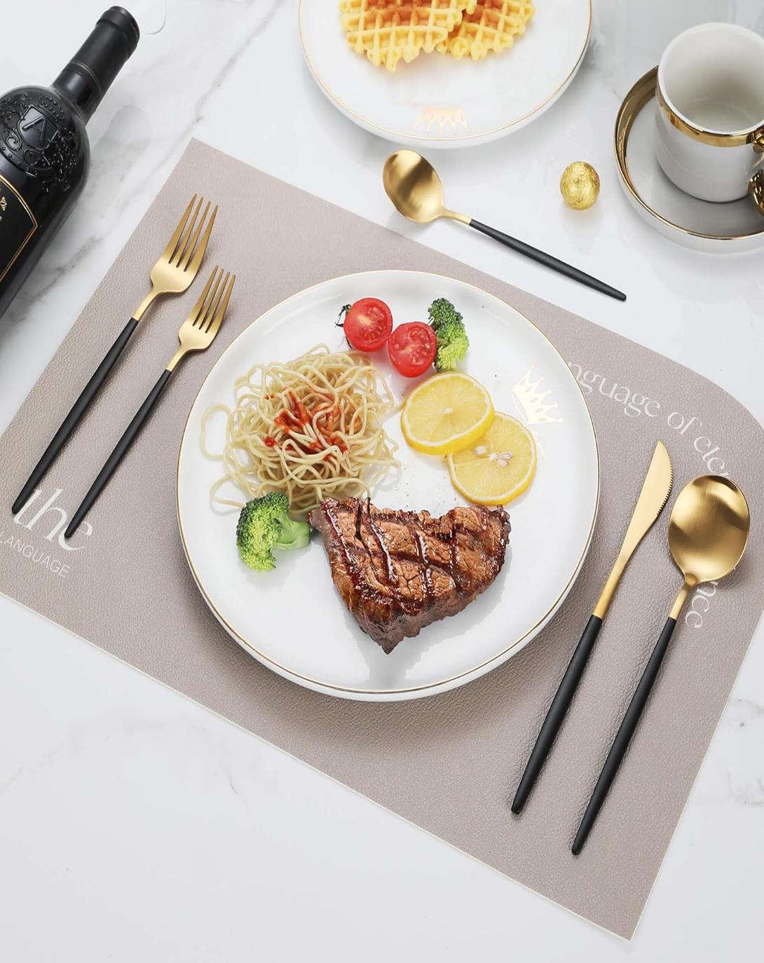 Saam Grey Rose Gold Modern Cutlery Set ANGIE HOMES