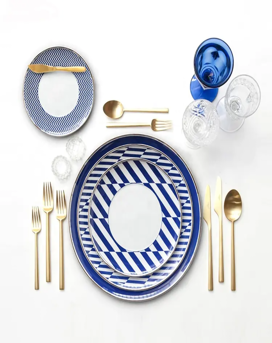 Savu Blue Geometric Plates Set