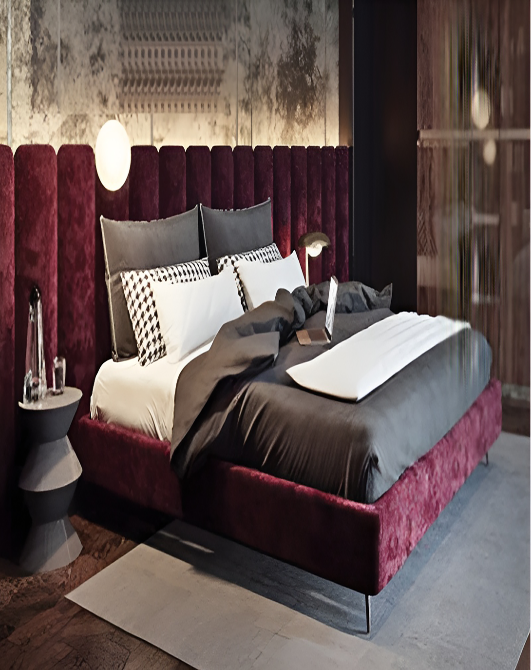 Saylor Wine kingqueen design of bed With Head Board