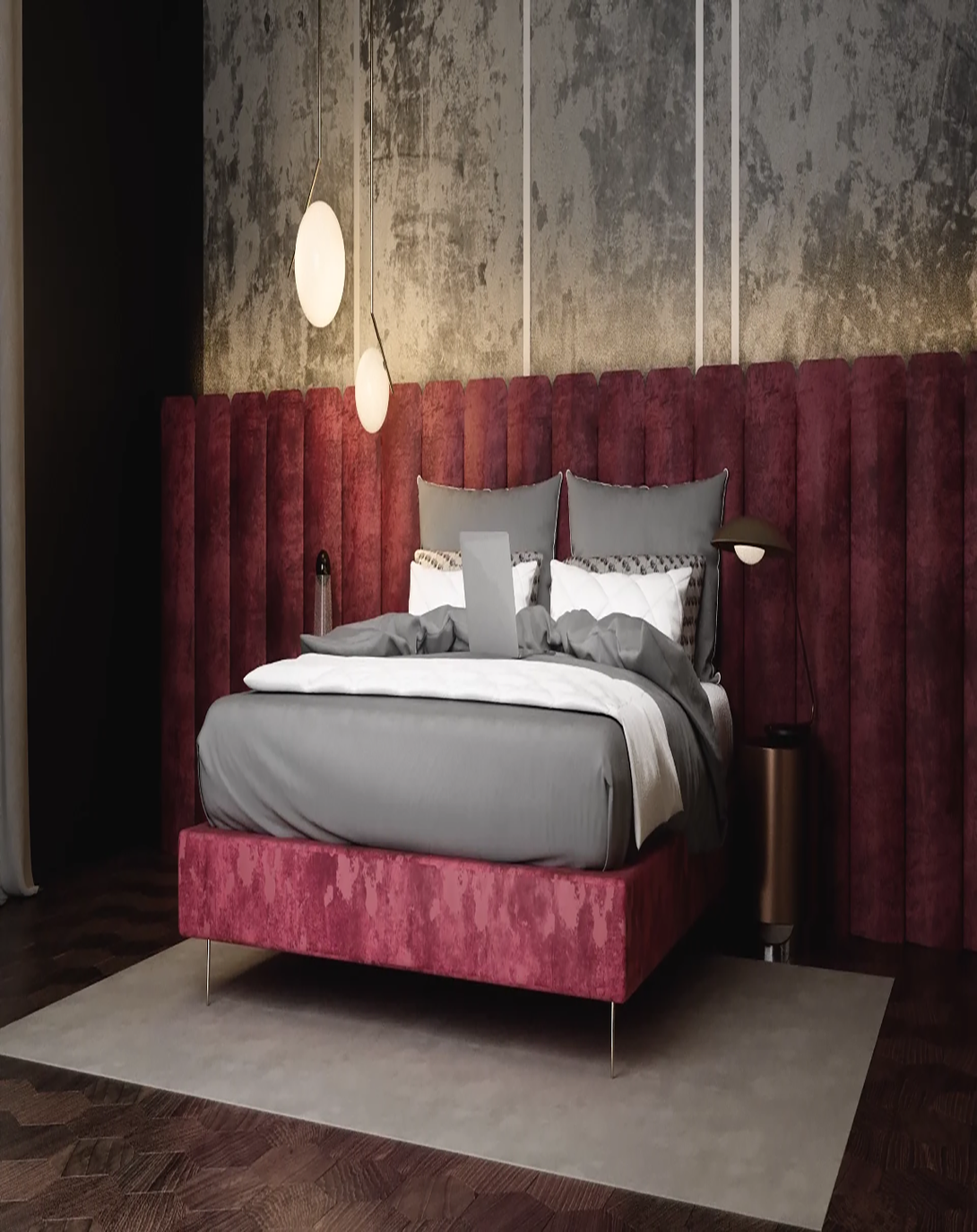 Saylor Wine king/queen design of bed With Head Board ANGIE HOMES