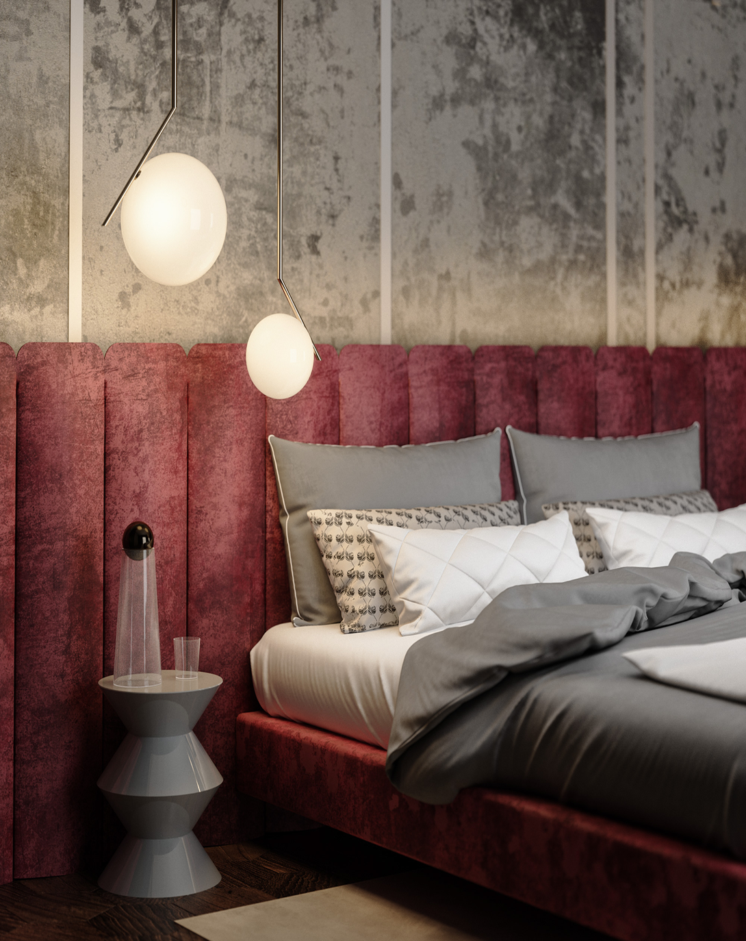 Saylor Wine king/queen design of bed With Head Board ANGIE HOMES