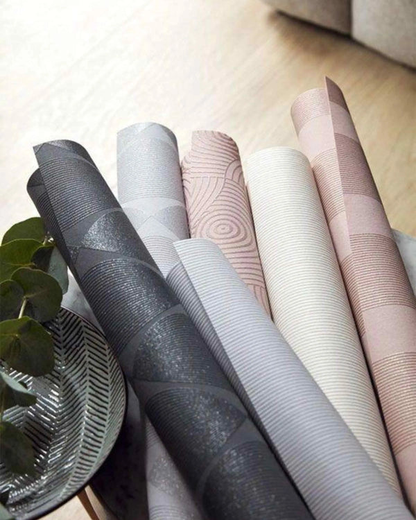 Shia Grey & White Abstract Wallpaper