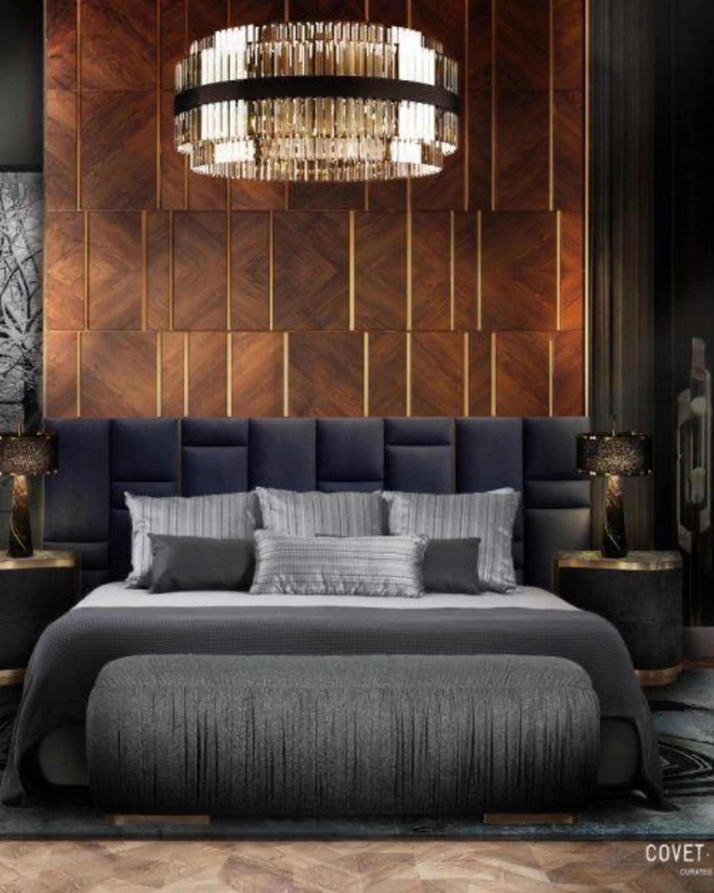 Shiara Blue Luxury Bed with HeadBoard ANGIE HOMES