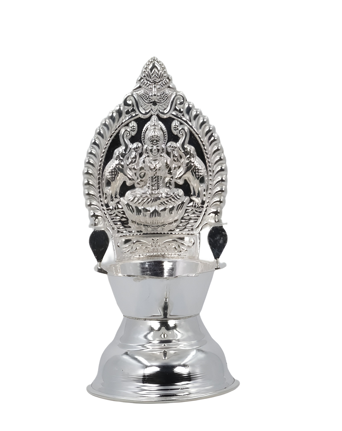 Silver Plated Lakshmi Diya - Angie India Serverware ANGIE HOMES