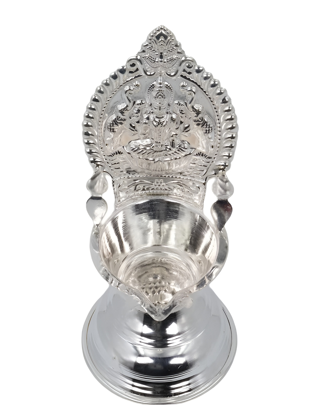 Silver Plated Lakshmi Diya - Angie India Serverware ANGIE HOMES