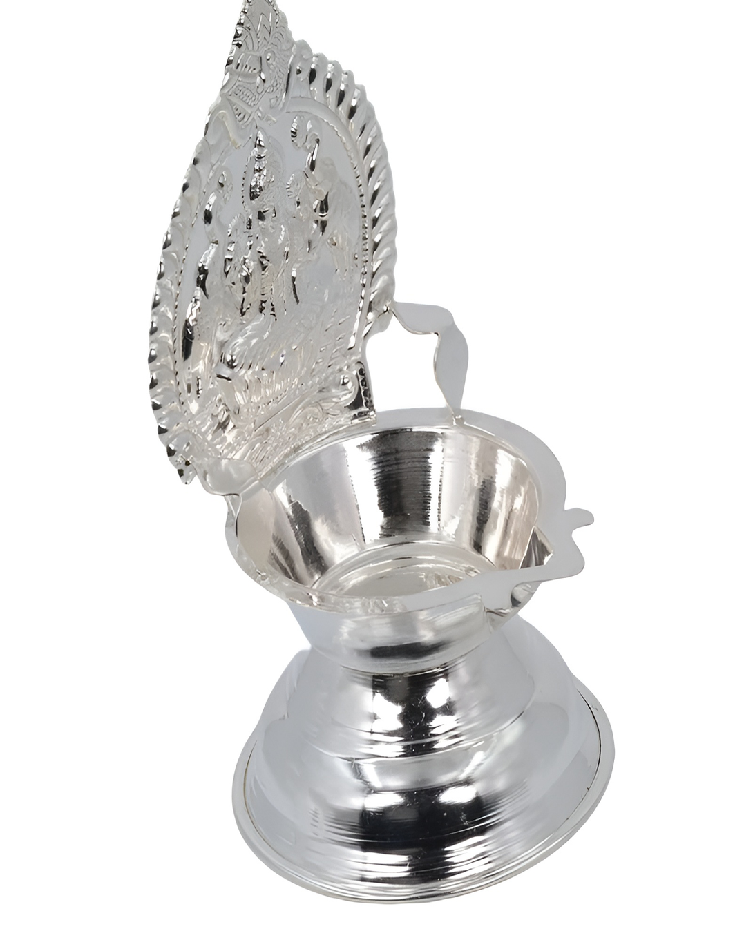 Silver Plated Lakshmi Diya - Angie India Serverware ANGIE HOMES