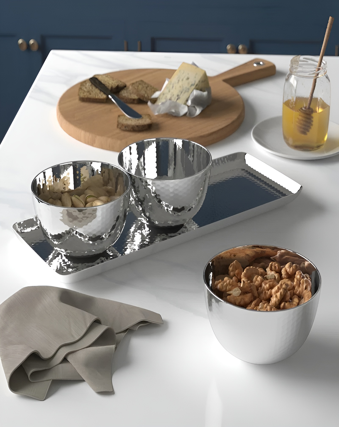 Silver Plated Small Bowl Set - Angie India Serverware ANGIE HOMES