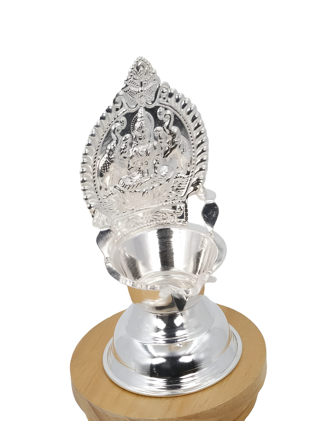 Silver Plated Lakshmi Diya - Angie India Serverware ANGIE HOMES