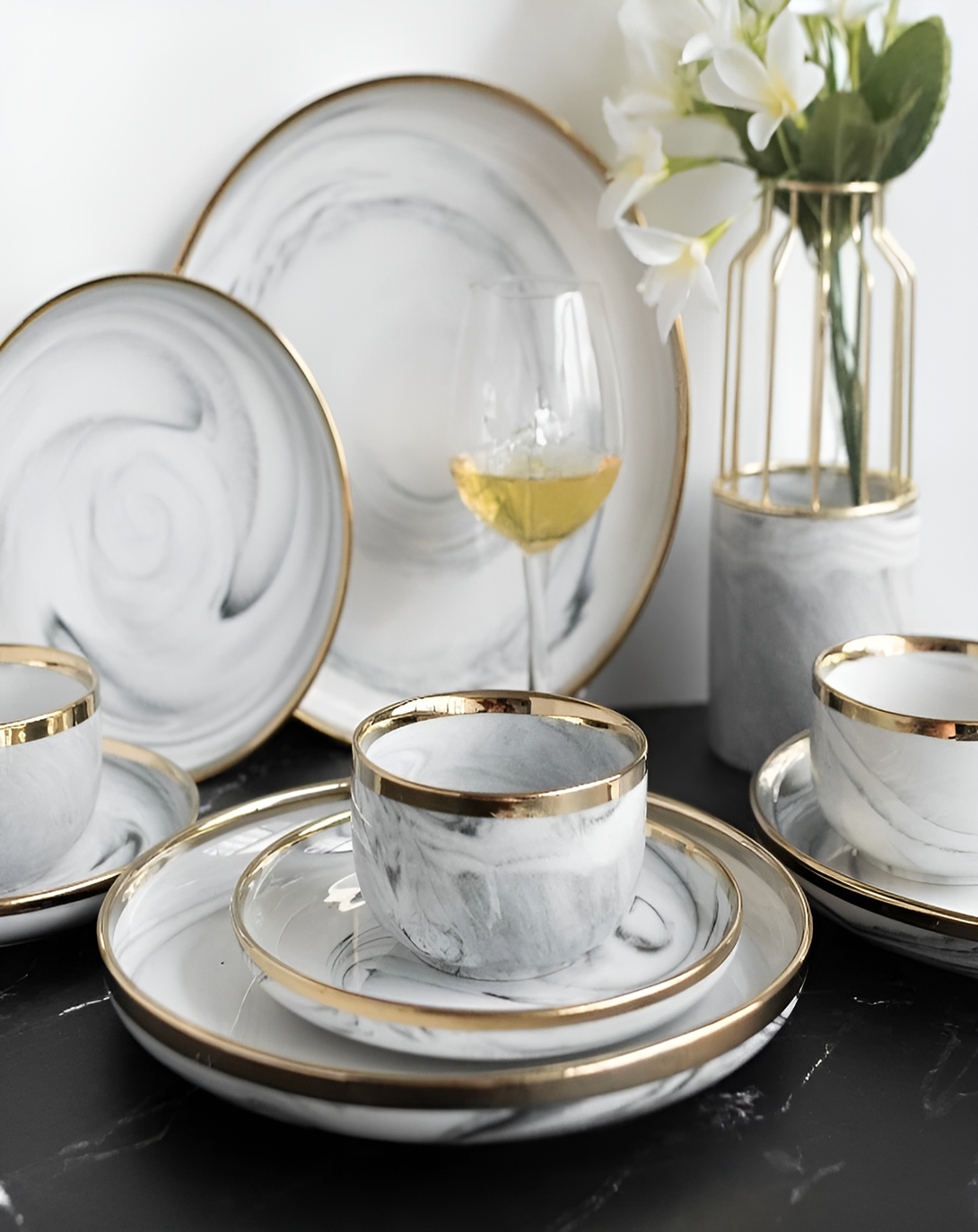 Simsun Porcelain Light Grey Plates Set ANGIE HOMES