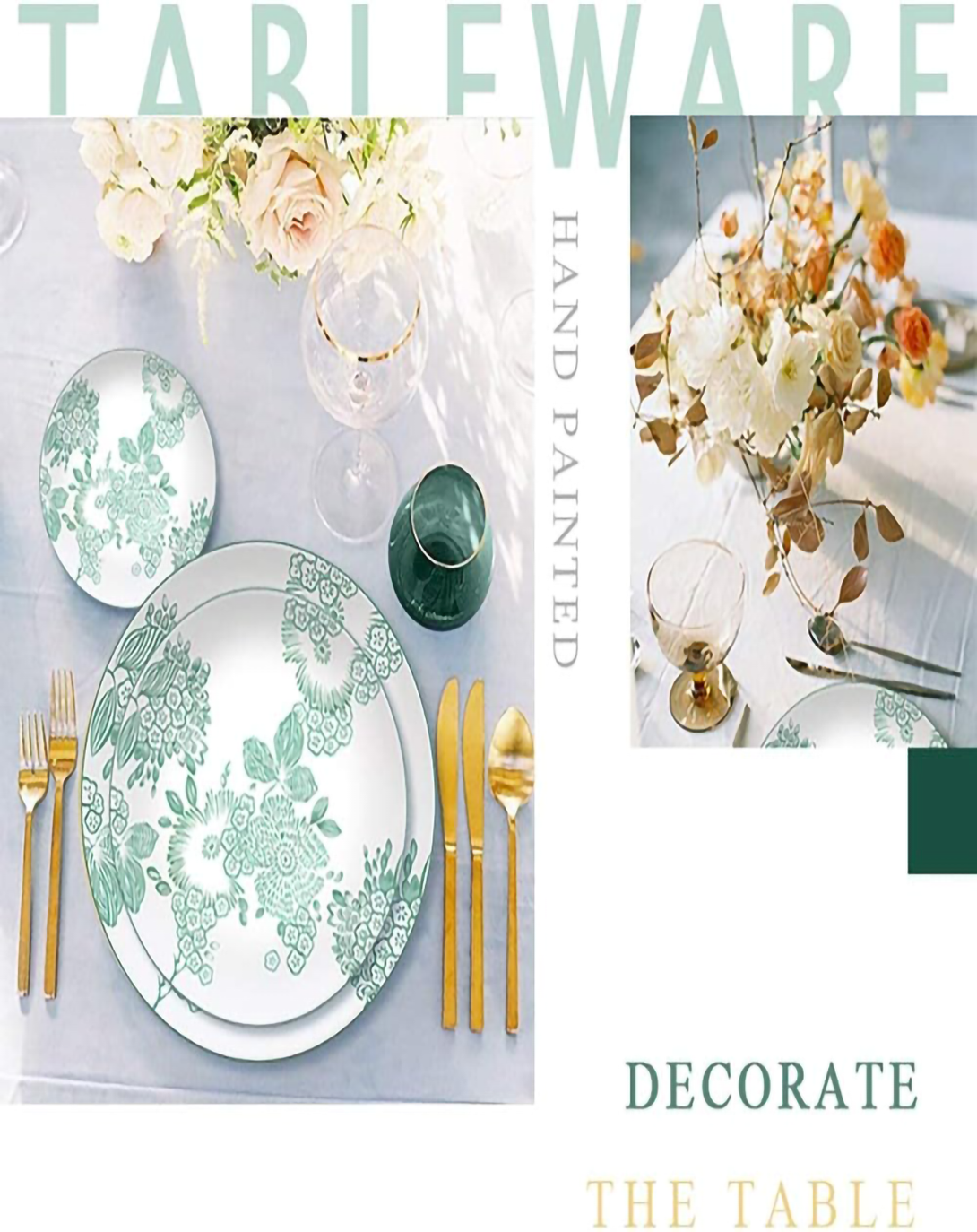 Sina Mint Green Leaf Plates Set