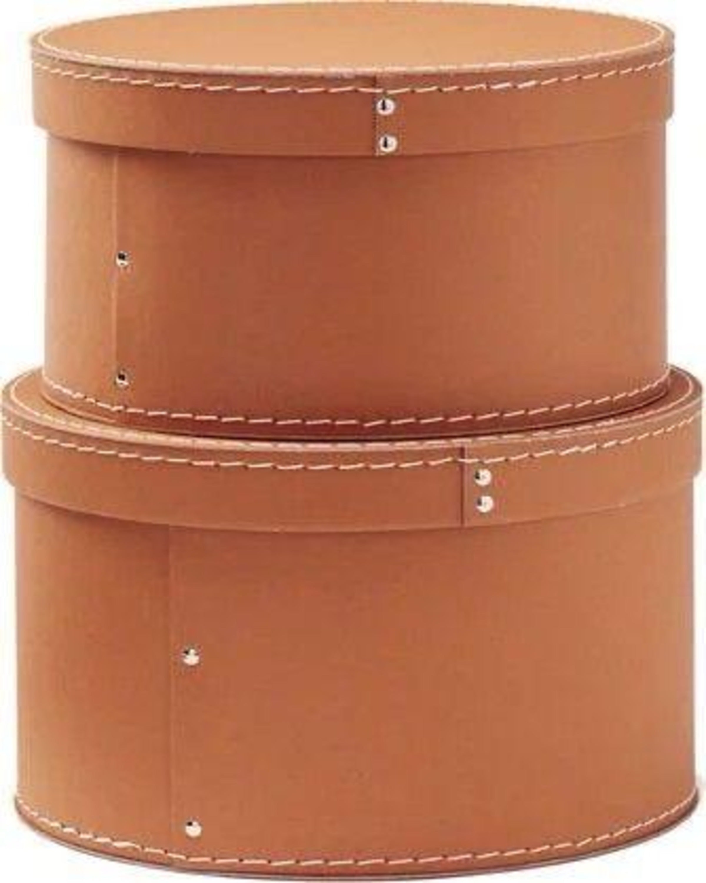 Sleek Brown Office Leather Round Box ANGIE HOMES