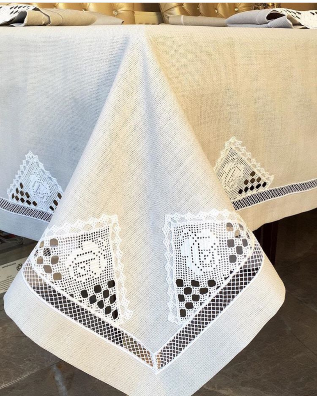 Solid Surface White Table Cloth ANGIE HOMES