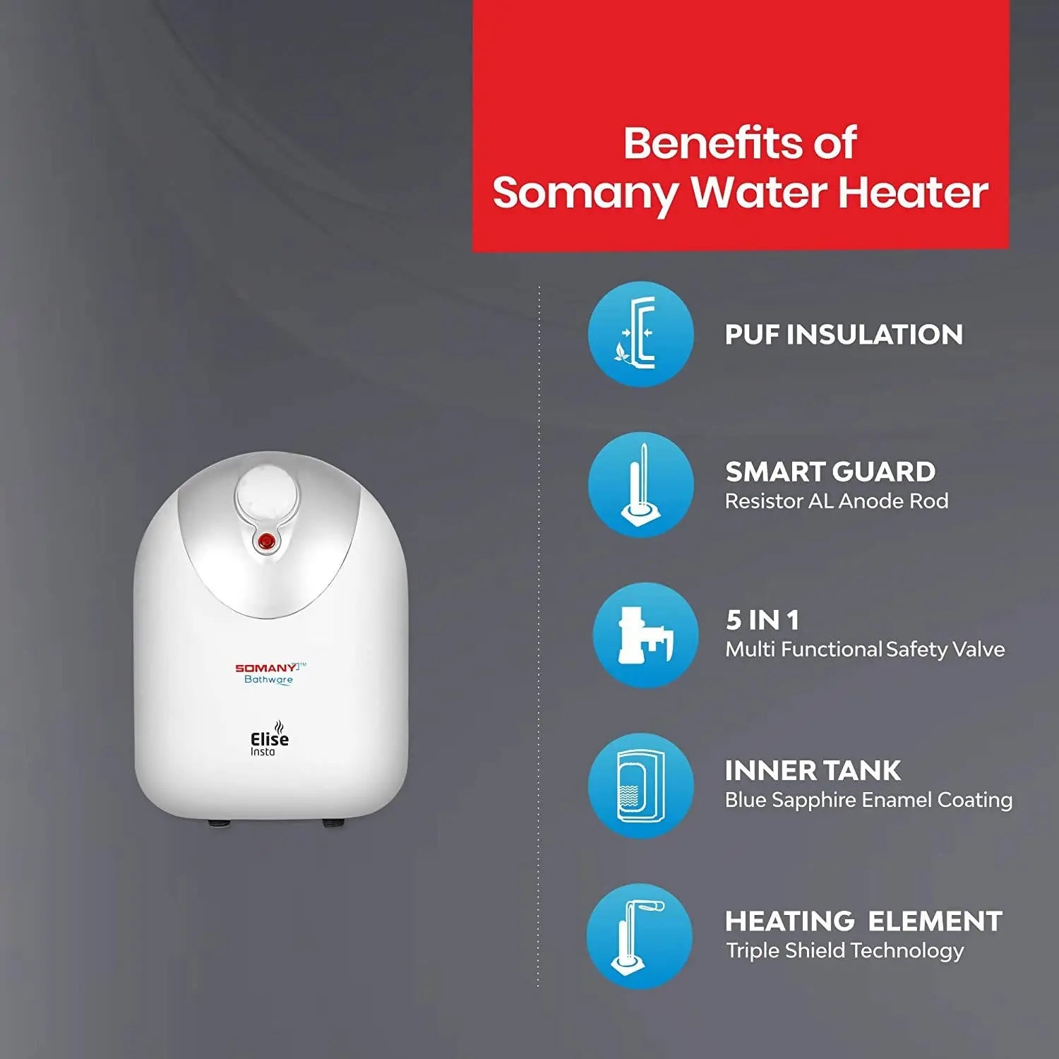 Somany Elise DG 15ltrs Water Heater Somany Ceramics