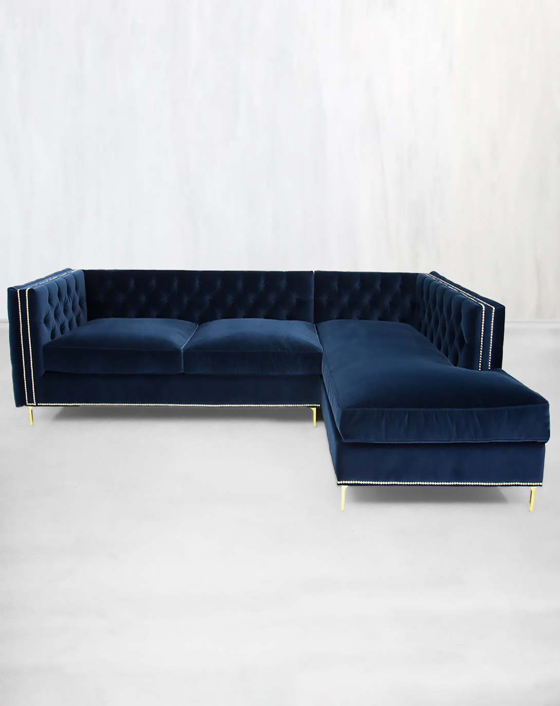 Sutton Blue L SHAPE SOFA | L shape sofa design in wood ANGIE HOMES