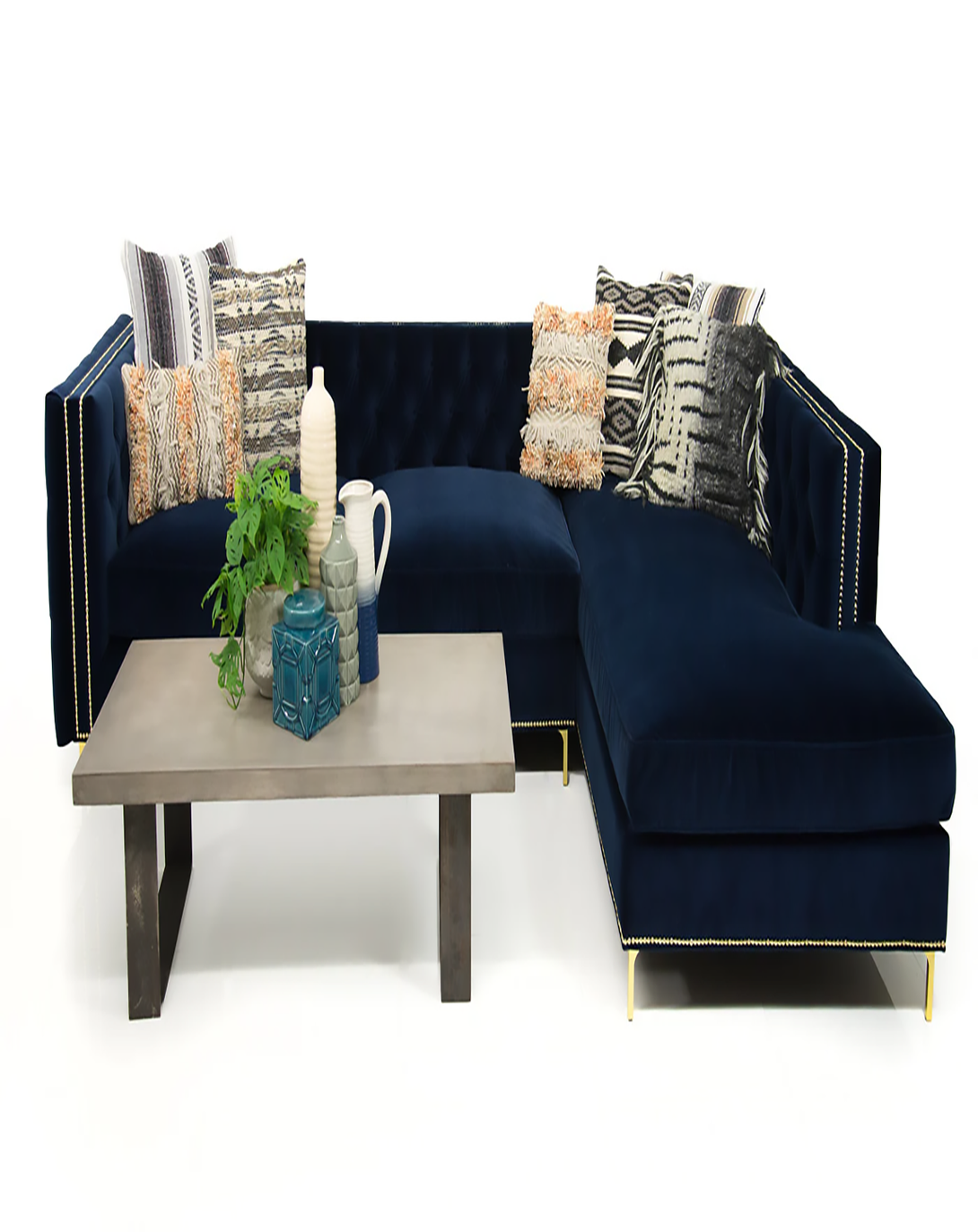 Sutton Blue L SHAPE SOFA | L shape sofa design in wood ANGIE HOMES