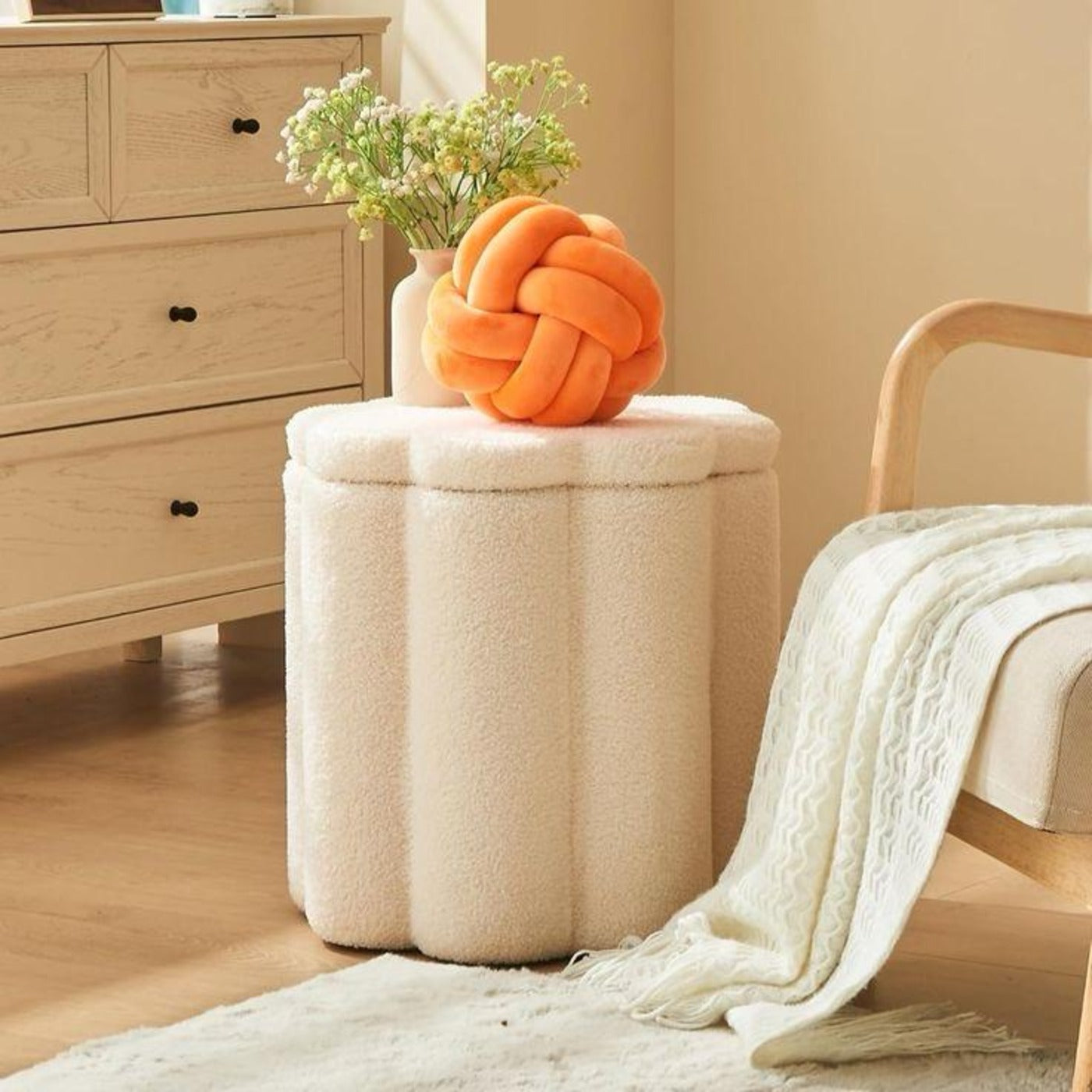 Faux Fur Pouf Ottoman (Copy) ANGIE HOMES