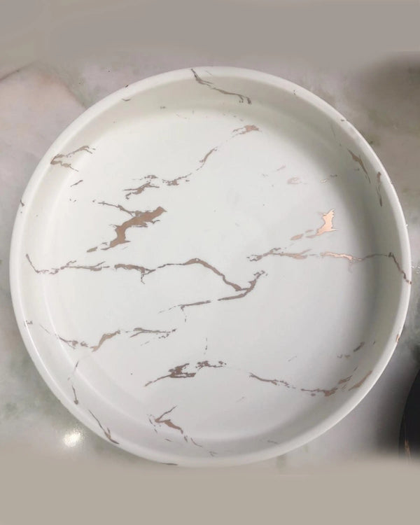 Shop White Golden Print Plates For Dinner