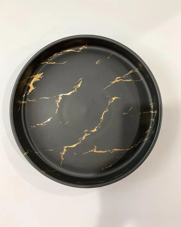 Online Shopping White Golden Print Dinner Plates